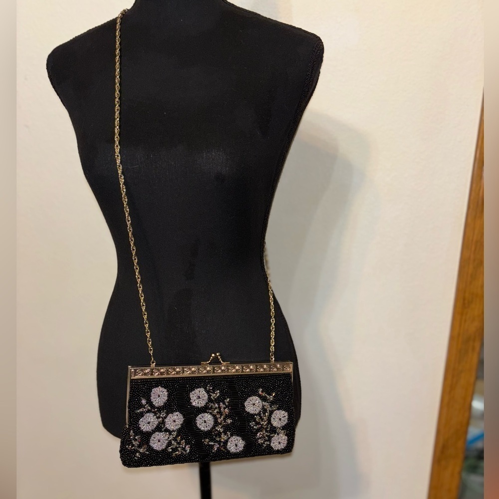 🔥Rare Vintage🔥 Stunning Mid Century Floral Glass Beaded Evening Clutch Purse - Picture 7 of 10